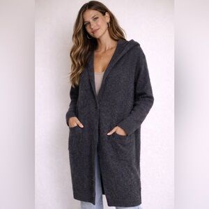 UNIQLO Women’s Hooded Knit Coatigan – Size M – Dark Charcoal